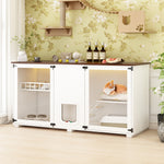 Large Cat Litter Box Enclosure Furniture LED Light-180184