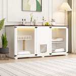 Large Cat Litter Box Enclosure Furniture LED Light-180184