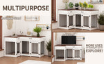 Large Corner Dog Crate Furniture for 2 Dogs with 2 Drawers-150152