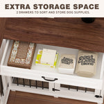 Large Corner Dog Crate Furniture for 2 Dogs with 2 Drawers-150152