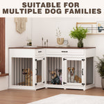 Large Corner Dog Crate Furniture for 2 Dogs with 2 Drawers-150152