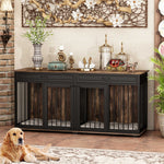 Large Dog Crate Furniture 72.5" Rustic Brown-150160-13