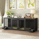 Large Dog Crate with Dog Bowls 86.6" White-150170