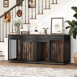 Large Dog Crate Furniture 72.5" Rustic Brown-150160-13