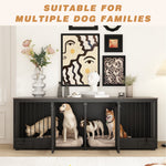 Large Dog Crate with Dog Bowls 86.6" White-150170