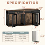 Large Dog Crate Furniture 72.5" Rustic Brown-150160-13