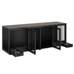 Large Dog Crate with Dog Bowls 86.6" White-150170