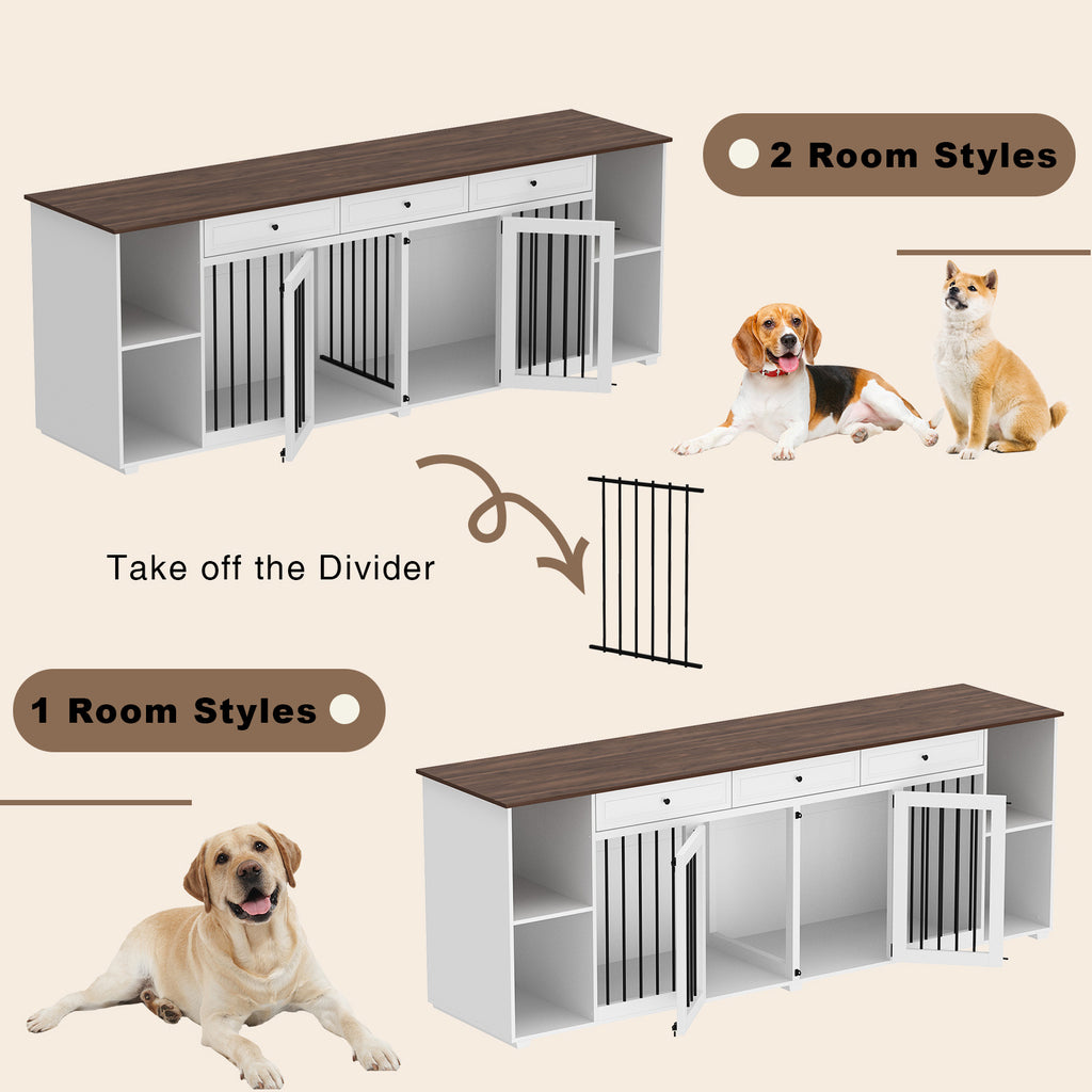 Furniture Style Dog Crate for 2 Dogs Wooden Large Dog Kennel with