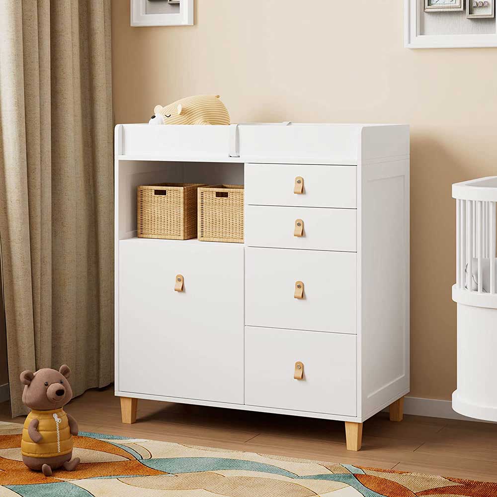 Baby Changing Table Dresser for Infants, Nursery Dresser Chest with 5