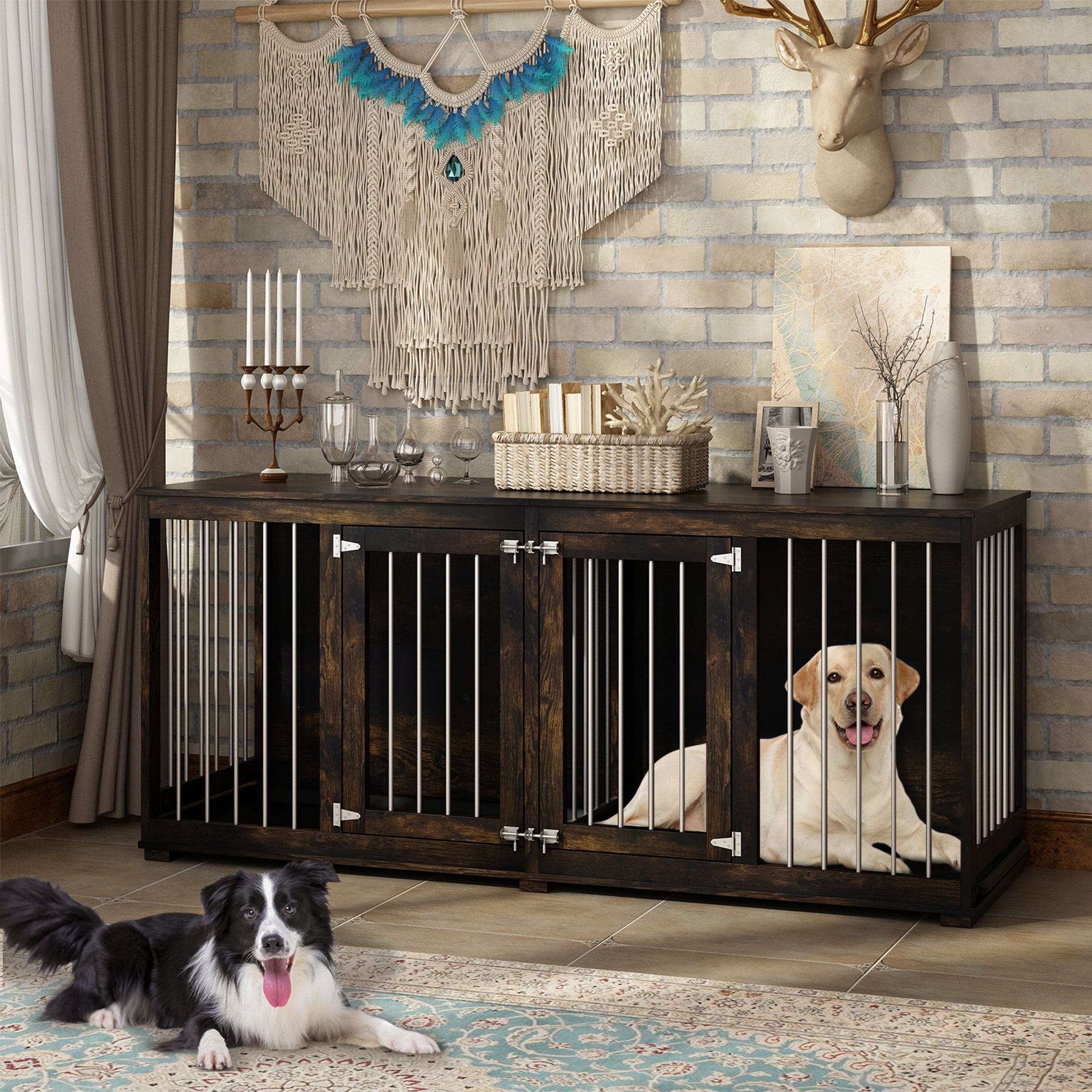 Double large dog crate cheap