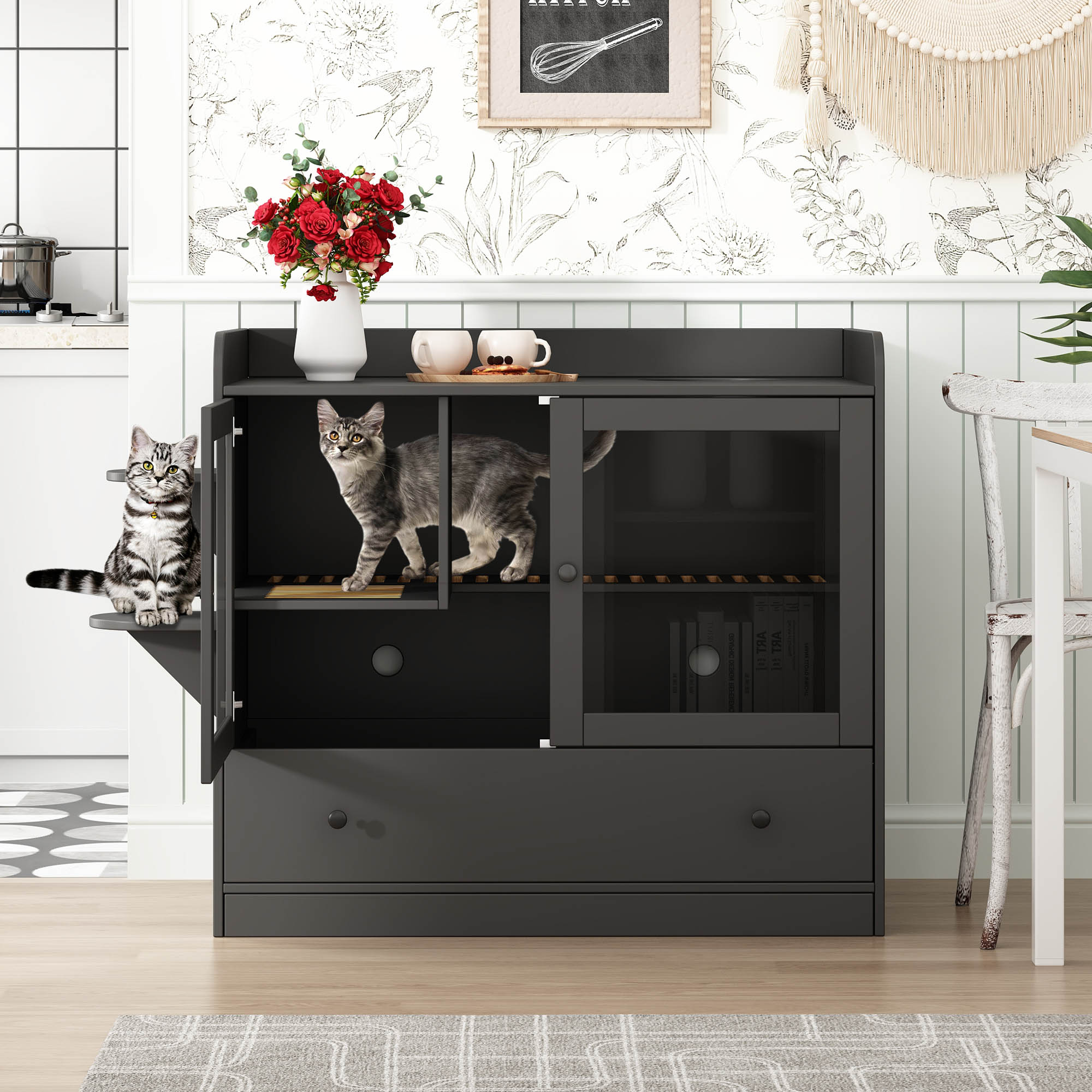 Cat Litter Box Furniture Hidden, Cat Litter Box Enclosure Pet