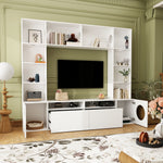 Cat House Condo Furniture with Shelves & Drawers TV Stand Entertainment Center Console-460024