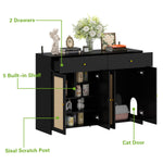 Large Cat Litter Box Enclosure Furniture with Sisal Doors-180185