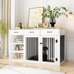 Dog Crate Funiture with Storage 55.1" Dog Kennel Table White -150211