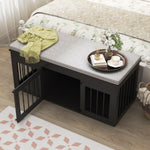 Dog Crate Furniture 47.2" Dog Kennel End of Bed Bench Ottoman with Cushion-150214