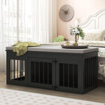 Dog Crate Furniture 47.2" Dog Kennel End of Bed Bench Ottoman with Cushion-150214