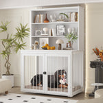 Furniture Style Dog Crate 70.8" with Shelves,Dog Cage Pantries Storage Cabinet -170341