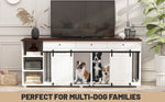 86.6" Large Dog Crate Furniture with Drawers,Shelves,Divider -150169