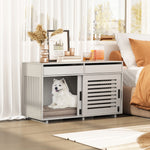 2 Sizes Hollowed Dog Crate Furniture Grey-150144