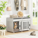 2 Sizes Hollowed Dog Crate Furniture Grey-150144