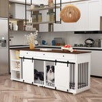 86.6" Large Dog Crate Furniture with Drawers,Shelves,Divider -150169