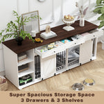 86.6" Large Dog Crate Furniture with Drawers,Shelves,Divider -150169