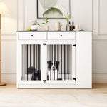 Large Dog Crate Furniture with 2 Dog Bowls 55" -150209