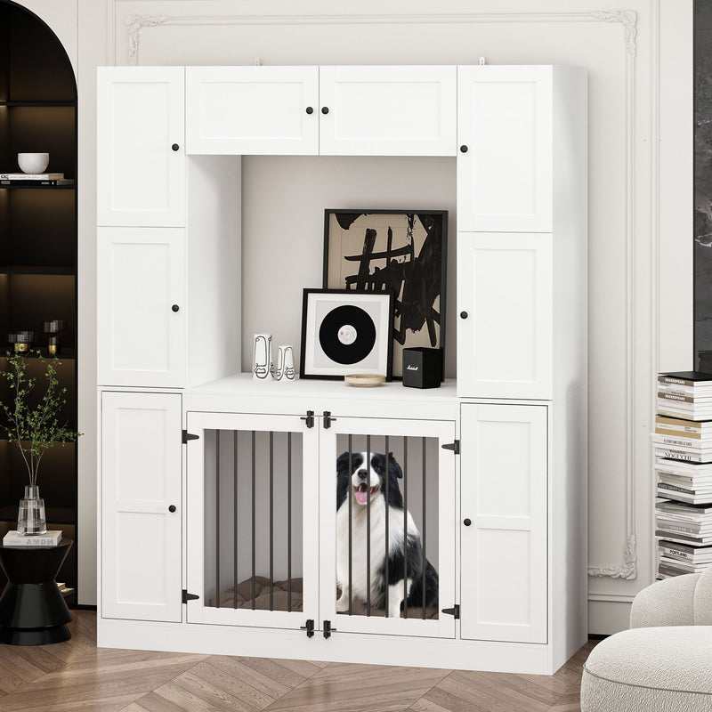 Large Dog Crate Furniture 78.7" Tall Dog Kennel House with Shelves-150208