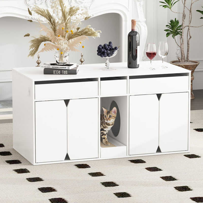 Cat Litter Box Enclosure with Drawers-180125