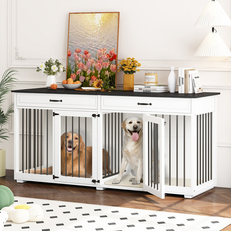 72" Dog Kennel with Drawers & Divider-150160-17DY