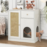 Large Cat Litter Box Enclosure Furniture with a Drawer & Shelf End Side Table-180158