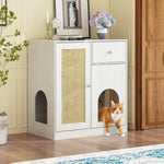 Large Cat Litter Box Enclosure Furniture with a Drawer & Shelf End Side Table-180158