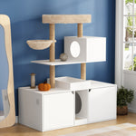 Cat Litter Box Enclosure Furniture for 2 Cats, with Cat Tree Tower -180142