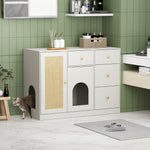 Hidden Cat Litter Box Enclosure Furniture with a Shelf & Drawers -180160
