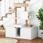 Cat Litter Box Enclosure Furniture for 2 Cats, with Cat Tree Tower -180142