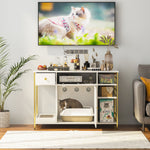 6 in 1 Cat Litter Box Enclosure Furniture with Litter Catcher