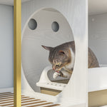 6 in 1 Cat Litter Box Enclosure Furniture with Litter Catcher