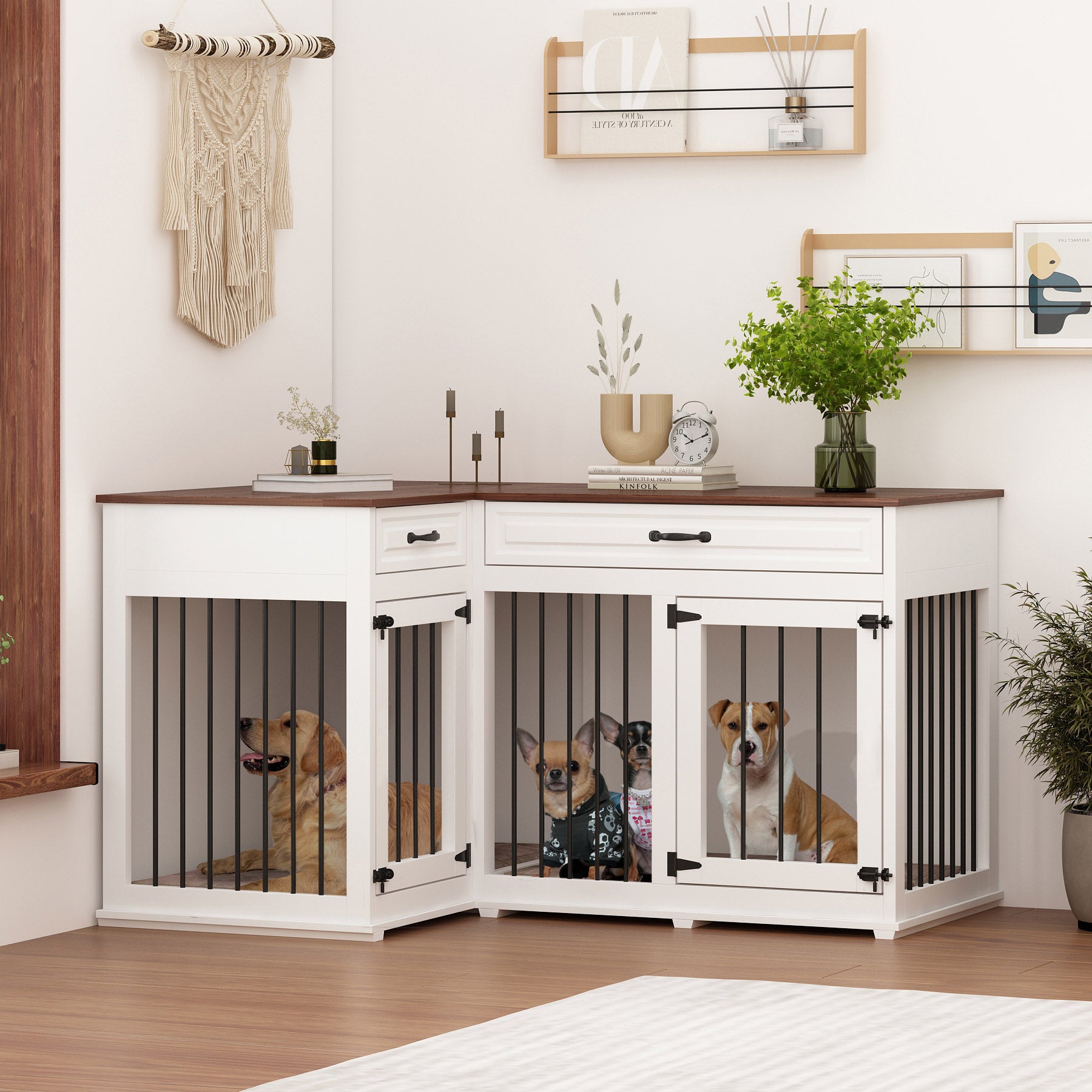 Large Dog Crate Furniture for 2 Dogs