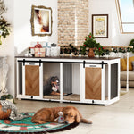 Large Dog Crate Furniture 72.4" with Slidding Doors-150177