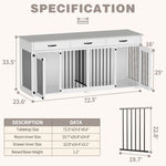 72.5" Dog Crate Furniture for 2 Dogs-150174
