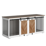 Large Dog Crate Furniture 72.4" with Slidding Doors-150177