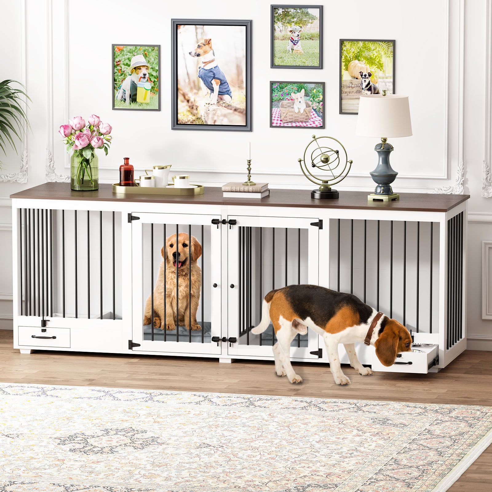 Large Dog Crate Furniture for 2 Dogs