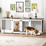 Large Dog Crate with Dog Bowls 86.6" White-150170