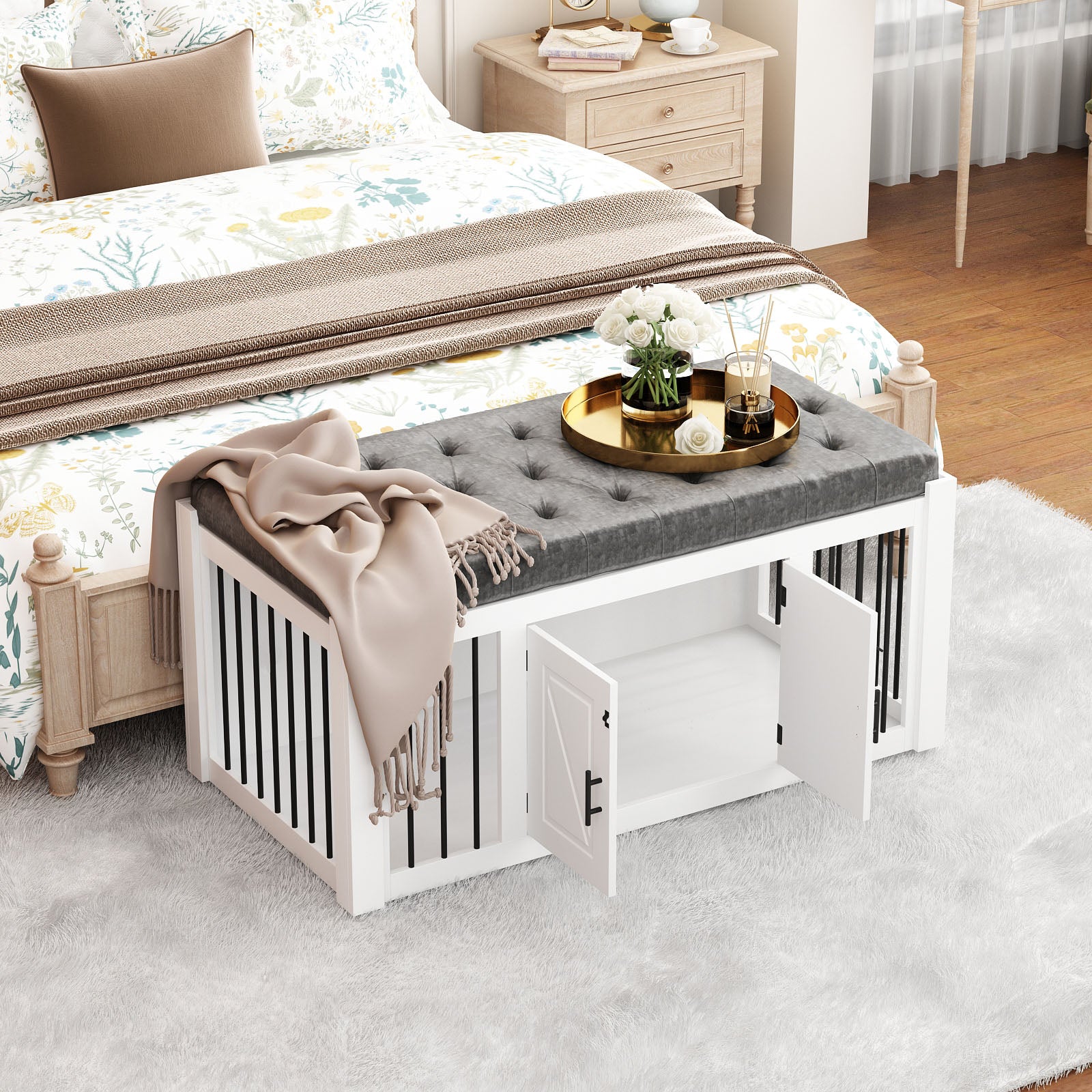 Dog crate shop furniture bench