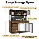 Extra Large Dog Crate Furniture with Shelves Drawers Pantries Storage Cabinet-210234