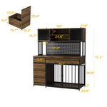 Extra Large Dog Crate Furniture with Shelves Drawers Pantries Storage Cabinet-210234