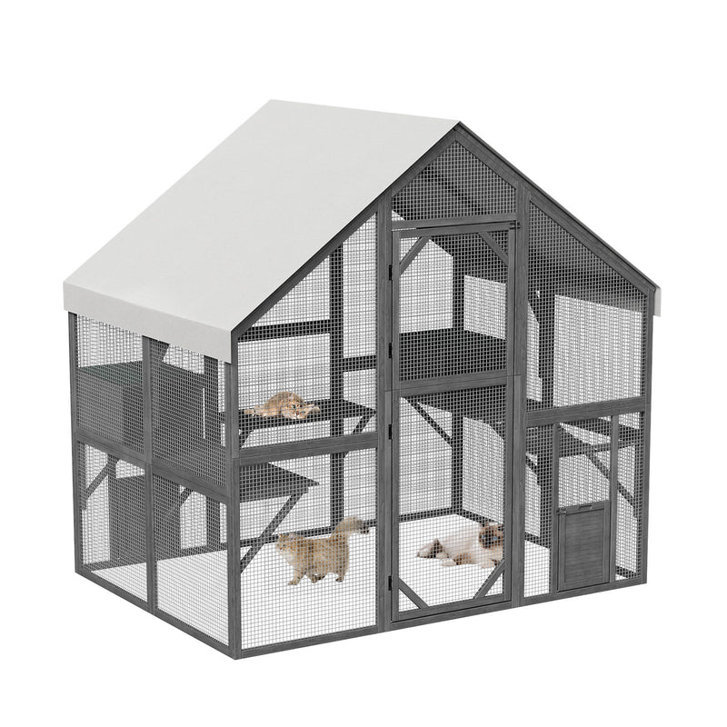 29.1ft² Large Wooden Outdoor Cat House -150158-01