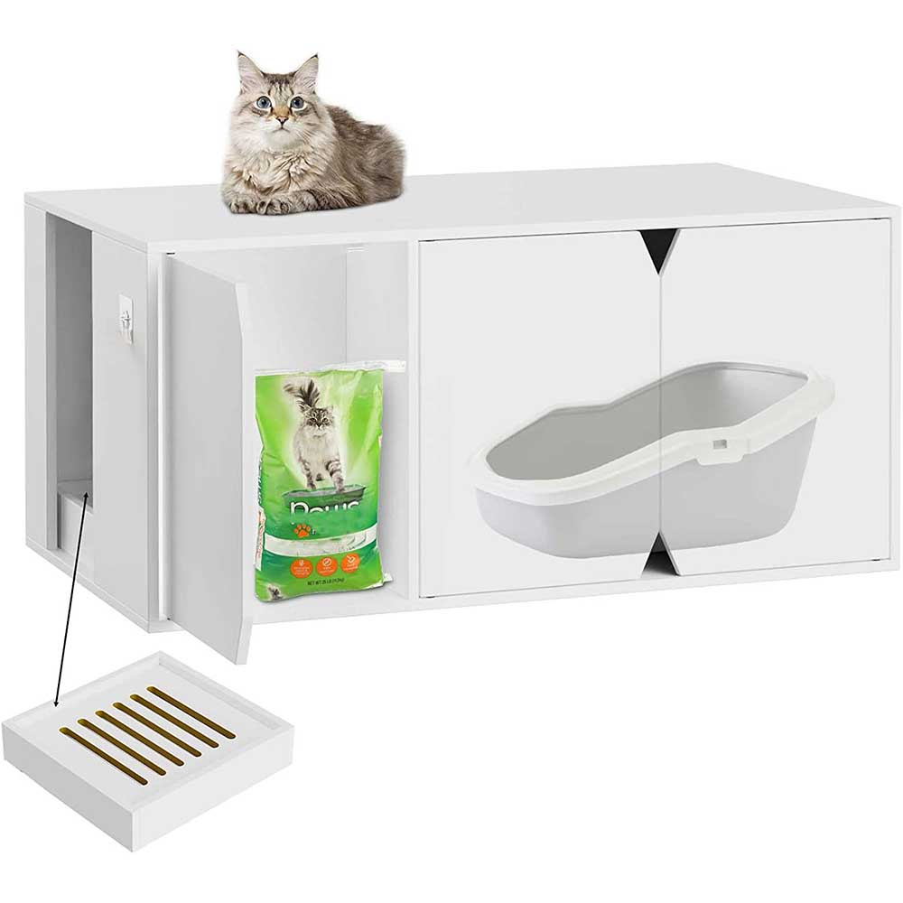MOOLIVE Cat Litter Box Enclosure, 47.2 Double Hidden Litter Box