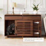 2 Sizes Hollowed Dog Crate Furniture Brown-150144