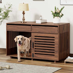 2 Sizes Hollowed Dog Crate Furniture Brown-150144